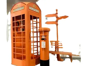 Заводская оптовая продажа OEM под заказ традиционная металлическая антикварная красная лондонская телефонная будка