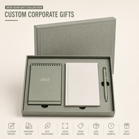 Coffret Cadeau d'Entreprise Personnalisé 2027 avec Calendrier de Bureau, Carnet, Stylo et Emballage OEM avec Logo