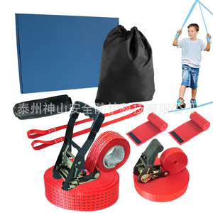 Kit de Slackline en Polyester Rouge Orange Vert Violet – Équipement d'Équilibre Extérieur pour l'Entraînement d'Intégration Sensorielle - Product Image 3