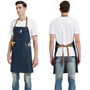 Delantal de mezclilla para hombre con bolsillos para uniforme de camarero de restaurante o bar - Product Image 3