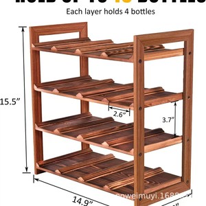 Estante de almacenamiento de botellas de madera, 5 niveles, diseño antideslizante de madera dura duradera para bebidas, vino, biberones - Product Image 3