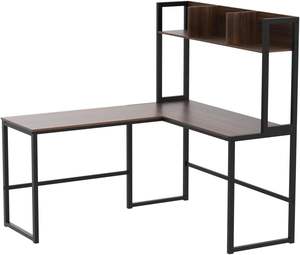 แท่นงานคอมพิวเตอร์มุมรูปตัว L ประหยัดพื้นที่โฮมออฟฟิศโต๊ะเขียนหนังสือพร้อมชั้นวางหนังสือและ <span class=keywords><strong>Hutch</strong></span> สําหรับเล่นเกม - Product Image 5