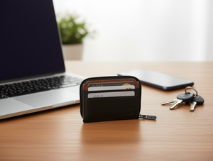 Portacarte a fisarmonica da uomo Jd, 4 pollici, in microfibra, pelle sintetica, chiusura con cerniera per carte - Product Image 2