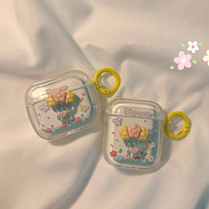 Pour Airpods 1 2 3 Pro <span class=keywords><strong>coque</strong></span> de Protection en TPU <span class=keywords><strong>transparente</strong></span> 3D fleur colorée étui de protection pour écouteurs sans fil - Product Image 4