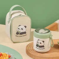 JM Nouveauté : Tasse à petit-déjeuner Little Panda en acier inoxydable 304, boîte à lunch isotherme anti-fuite grande capacité, motif dessin animé