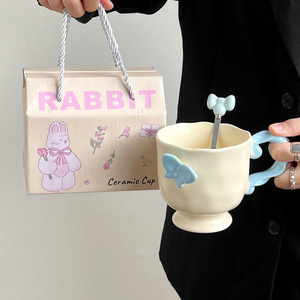 Tasses à café hautes style Ins avec motif papillon, tasses à lait pour le petit-déjeuner au bureau pour filles - Product Image 4