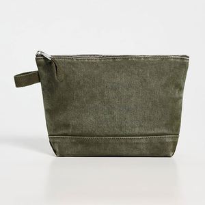 กระเป๋าเครื่องสำอางผ้าแคนวาสพับได้แบบพกพาสำหรับผู้หญิง สีพื้น มีซิป เป็นมิตรกับสิ่งแวดล้อม เหมาะสำหรับการเดินทาง - Product Image 1
