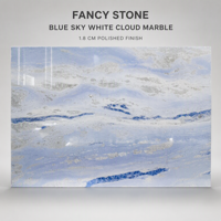 Dalle de marbre FANCY STONE Ciel Bleu Nuage Blanc, polie et rétroéclairée, en pierre naturelle pour îlots de luxe, murs décoratifs et bars design