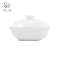 Service de soupière en porcelaine blanche de Chine, vaisselle, bol à soupe avec couvercles, pot à soupière