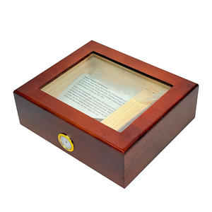 Boîte à cigares portable de luxe en bois de cèdre Rangement en deux parties avec hygromètre Laque Technics et lucarne pour le stockage des cigares - Product Image 1