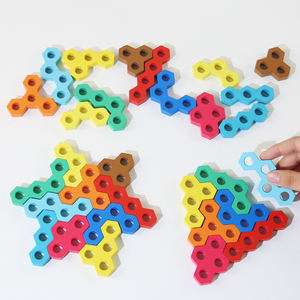 Gioco Educativo Montessori DIY 3D Hot <span class=keywords><strong>Dog</strong></span> Column <span class=keywords><strong>Puzzle</strong></span> in Legno Impilabile con <50 Pezzi per Bambini - Product Image 6