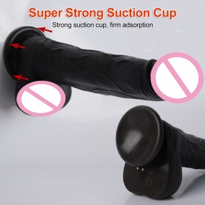 Realistiche zwarte vibrerende <span class=keywords><strong>dildo</strong></span> van zacht siliconen, seksspeeltje voor G-spot en anale stimulatie, masturbatiehulpmiddel voor vrouwen - Product Image 4