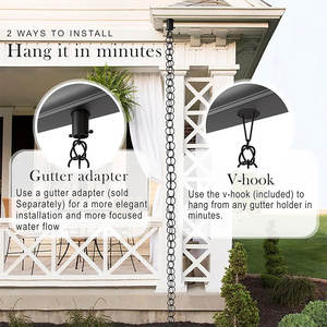 Oniya 8.5FT moderne chaîne de pluie en métal gouttières 12 tasses chaînes de pluie remplacer <span class=keywords><strong>gouttière</strong></span> dévier l'eau 12 tasses anneaux de chaîne de pluie - Product Image 2