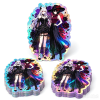 Autocollant holographique découpé sur mesure Double Girl Gothique, 6 designs, en vinyle imperméable pour ordinateur portable, bouteille d'eau, skateboard