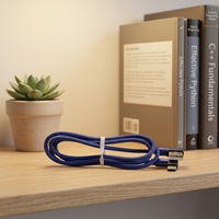 Kabel USB Pengisian Cepat 3A Tipe-C Mikro dengan Jalinan Nilon, Sudut Siku L, untuk Ponsel