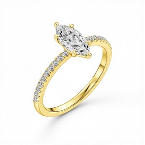 Bague de fiançailles en or 10KT 14KT 18KT en argent sterling 925 avec diamant de laboratoire taille marquise 1,00 carat pour femme, couleur VVS VS EF - Product Image 5