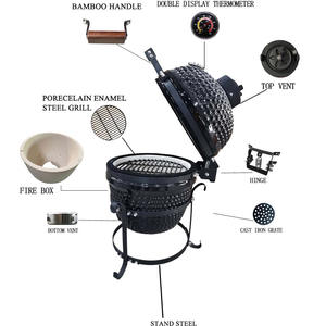 Ceramic <b>Charcoal</b> <b>BBQ</b> Grill 13-inch <b>Portable</b> Durable Japanese Style Outdoor Kitchen Grill with Touch Control Flame Safety Device - Product Image 6