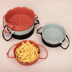 Confezione da 2 friggitrice ad aria antiaderente pentola in silicone con manico 7/8in accessori per forno per alimenti senza bpa riutilizzabile per linea di carta sostitutiva