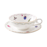 Service à thé de luxe vintage européen en porcelaine fine (45 % de cendre de poterie) avec tasses et soucoupes en céramique personnalisées pour le thé de l'après-midi
