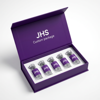 Boîtes à peptides en carton avec fermeture en mousse, insert en verre, logo personnalisé, violet, magnétique, 10 emballages en papier pour boîtes à peptides