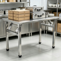 Table rectangulaire pliante en acier, pieds repliables, antirouille, facile à nettoyer, portable pour entrepôt, salle à manger, stand alimentaire, restauration extérieure