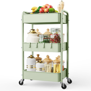 Multi-scene 3 Layer Kitchen Storage Rack Bathroom Trolley Plastic 3 Tier Rolling Storage Cart Organizer Utility Trolley - Product Image 1