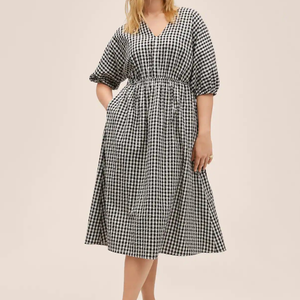 <span class=keywords><strong>Robe</strong></span> en coton à <span class=keywords><strong>carreaux</strong></span> vichy grille <span class=keywords><strong>noir</strong></span> <span class=keywords><strong>et</strong></span> <span class=keywords><strong>blanc</strong></span> Robes pour femmes Robes d'été pour dames Robes décontractées - Product Image 3