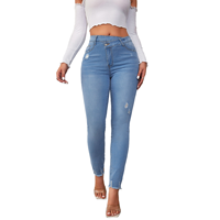 YUANBOFEI Jeans Skinny Femme de Haute Qualité, Multi-Boutons, Délavé Clair, Coupe Slim, Style Rétro Streetwear, Pantalon en Denim pour Femme au Quotidien
