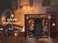 Kit de montage 3D de maison miniature DIY, thème Club de détectives mystérieux, servant de support à livres et de niche à livres, jouet puzzle
