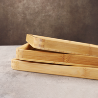 3 plateaux de service en bambou poli, épais, non toxiques, carrés, rétro, cadeaux d'affaires, écologiques, durables, compatibles lave-vaisselle