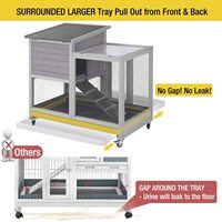 Chilochilo Rabbit Hutch Cage de lapin d'intérieur avec maison de lapin extérieure avec deux plateaux plus profonds sans fuite