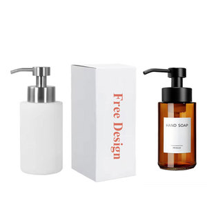 Dispenser di Sapone in Acciaio Inox Personalizzato Rotondo 200/300 ml Bottiglia in Vetro con Pompa in Acciaio Inox per Sapone Liquido o Schiuma - Product Image 1