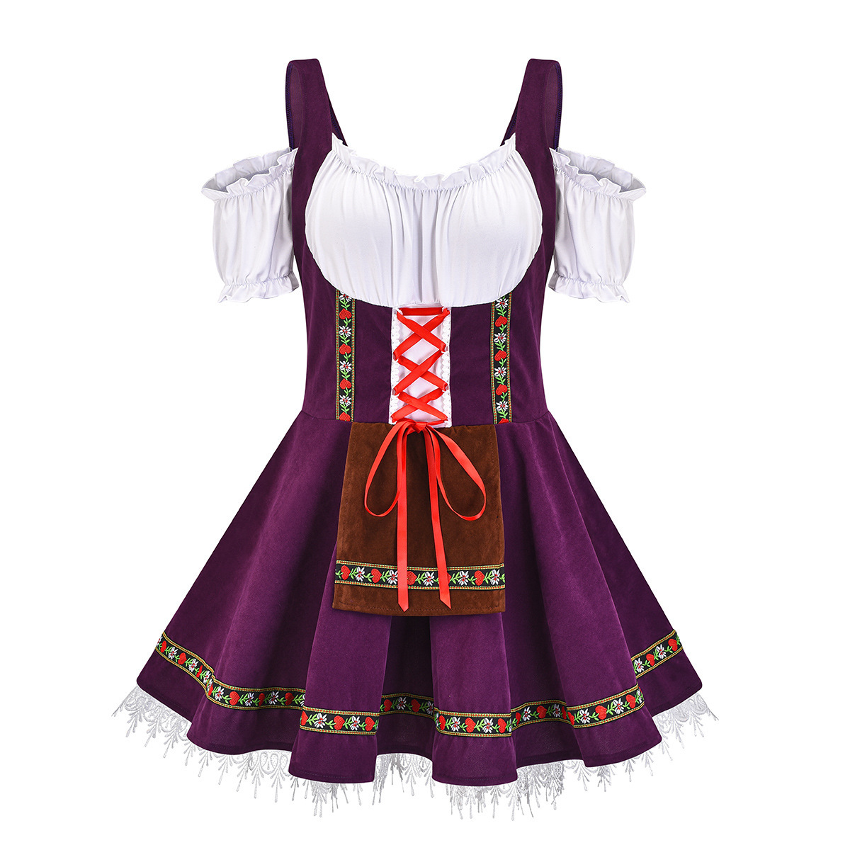Vestito Tradizionale Bavarese Per Bambine Da 3 A 12 Anni – Perfetto Per Oktoberfest E Carnevali, Rosso E Bianco