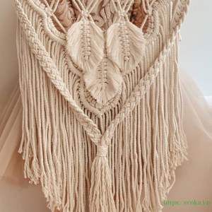 Décoration murale en macramé moderne OEM avec des feuilles, tissu 100% coton, suspension murale pour chambre à coucher, faible MOQ en provenance du Vietnam - Product Image 4