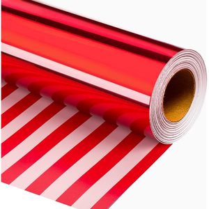Red Wrapping Paper Roll 17 In X 33 Ft Reversible Metallic Red Stripe Design For Christmas Gift <b>Wrap</b> - Product Image 1