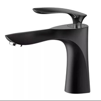 Robinet de lavabo de salle de bain courbé à levier unique, mitigeur eau chaude et froide, finition chromée ou noir mat en option, garantie 5 ans