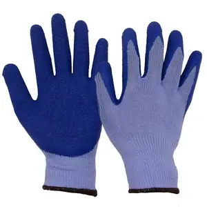 Gants de travail d'hiver bleus PRI trempant des gants de coton enduits de latex gants de travail de machine