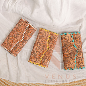 High Quality Women's Genuine Leather Long Design Clutch Bag <b>Wallet</b> Fashionable Purse with Landscape Pattern - Product Image 5