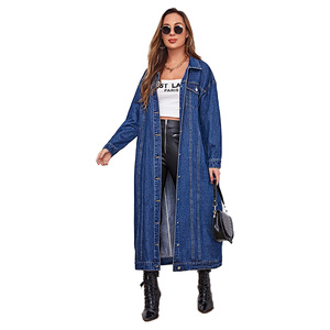 Automne mode nouveaux produits vestes longues femmes Jean à manches longues Cardigan coupe-vent pour dames veste en jean - Product Image 4