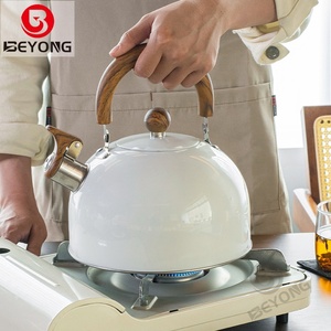 European American Light Luxury 3L Whistle Pot Wood Grain Folding Handle Cross-Border Stainless Steel Whistle <strong>Kettle</strong> <strong>White</strong> Color - Product Image 2