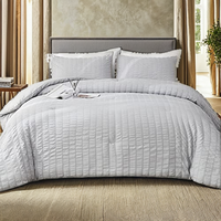 Parure de lit 4 pièces en microfibre de polyester tissée, douce et respirante, avec poches profondes, idéale pour dortoir et chambre d'amis