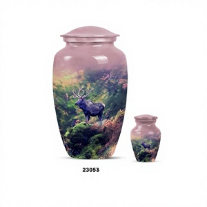 Grande urne de crémation commémorative de grandeur de marche d'orignal pour les cendres humaines avec petite urne souvenir sac en velours gratuit - Product Image 1