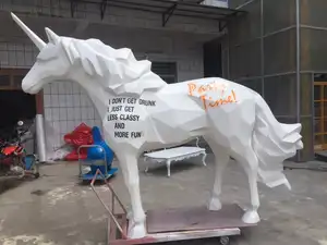 중국 제조 업체 동물 조각 거대한 유리 섬유 유니콘 동상 판매