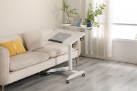 ADA Furniture Flip 0-90 Degrés Pneumatique Hauteur Réglable Double Couches Portable Ordinateur Bureau Mobile Bureau Debout