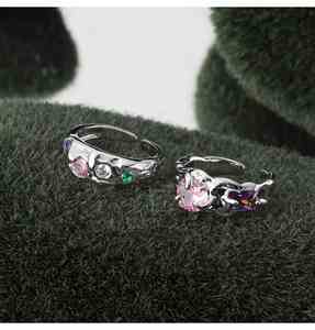 Fine Jewelry Colorful Mini Zircon <b>Rings</b> for Women <b>Silver</b> Color <b>Adjustable</b> Finger <b>Ring</b> Sweet Girls Fashion Jewelry - Product Image 2