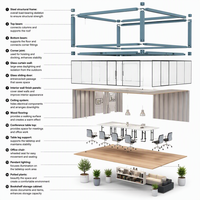 Bureau portable en conteneur, maison modulaire modifiée en conteneur maritime, kiosque de vente en conteneur à vendre