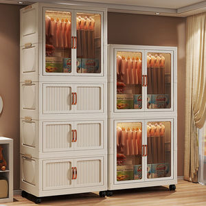 Armoire <span class=keywords><strong>de</strong></span> <span class=keywords><strong>rangement</strong></span> en plastique épaissi, pliable, écologique, sans assemblage, simple, pour salon - Product Image 2