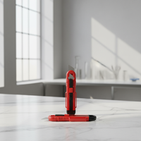 Couteau de sécurité DIY à lame en acier inoxydable, anneau en plastique rouge, poignée ABS, ouvre-boîte personnalisable avec logo, OEM