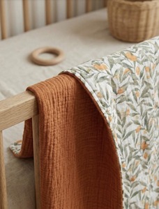 Muslin Plant Woven Printed Baby Blanket Soft Cotton Newborn Swaddle <strong>Montessori</strong> Nursery Stroller Cover Baby Shower Gift - Product Image 1