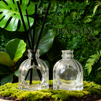 Bouteille en verre de diffuseur de parfum à l'huile essentielle transparente personnalisée de 100ml Bouteille de diffuseur de roseaux décorative de luxe unique avec boîte